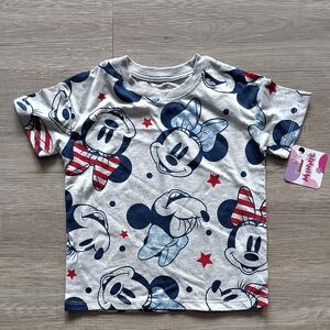 Disney Short-Sleeve Minnie & Mickey Print Tee - Gray, Navy & Red